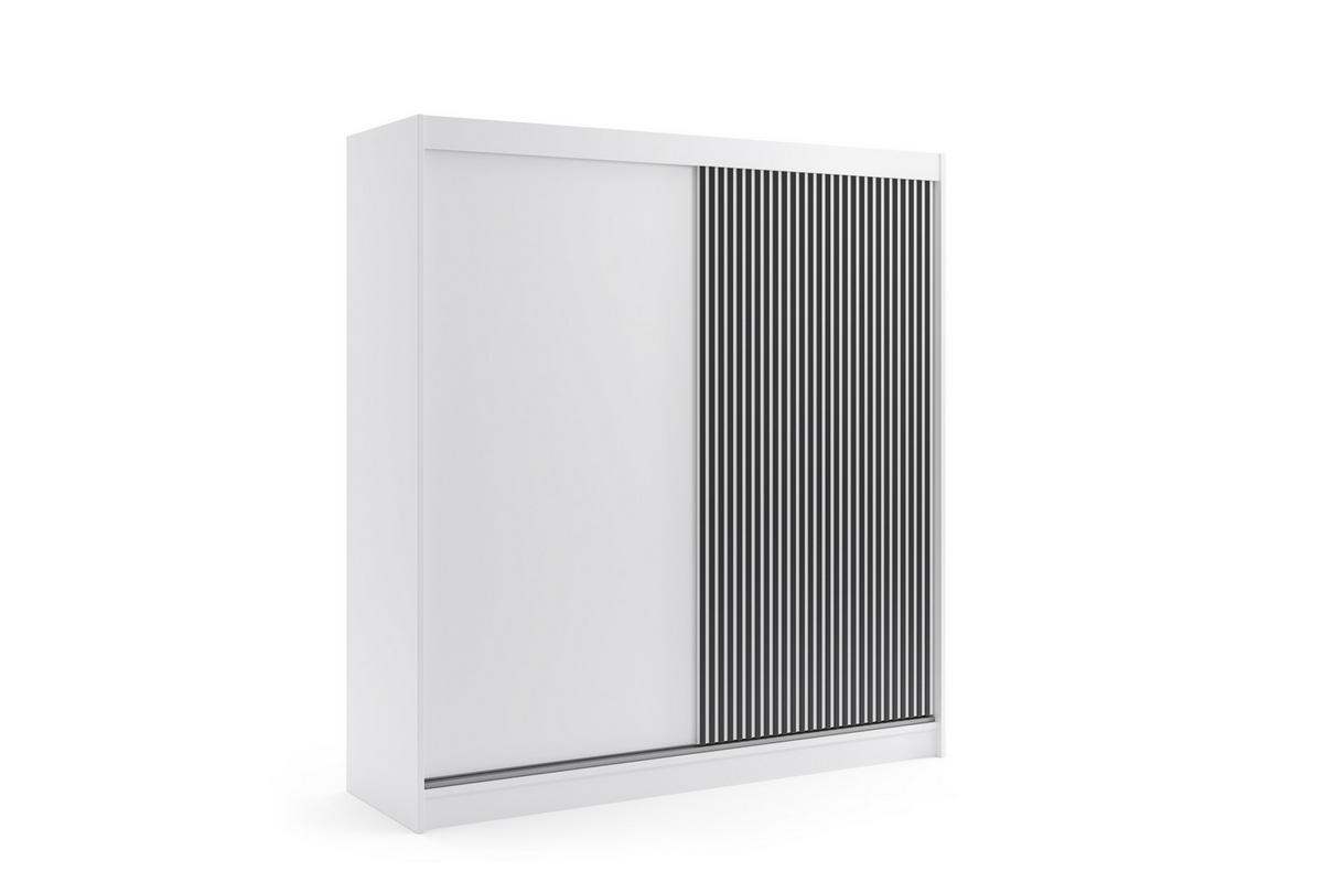 KLEIDERSCHRANK VILAN mit Lamel/LED - 200 cm - Weiß|Schwarz - Schwarz/Weiß, Holzwerkstoff (200/215/61cm) - ALTDECOR