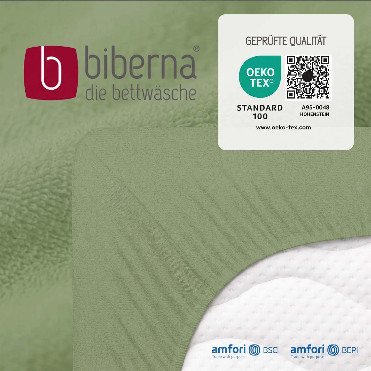 SPANNBETTTUCH Premium Frottee fichte, 90x190 cm - 100x200 cm - Dunkelgrün, Textil (100/200cm) - biberna