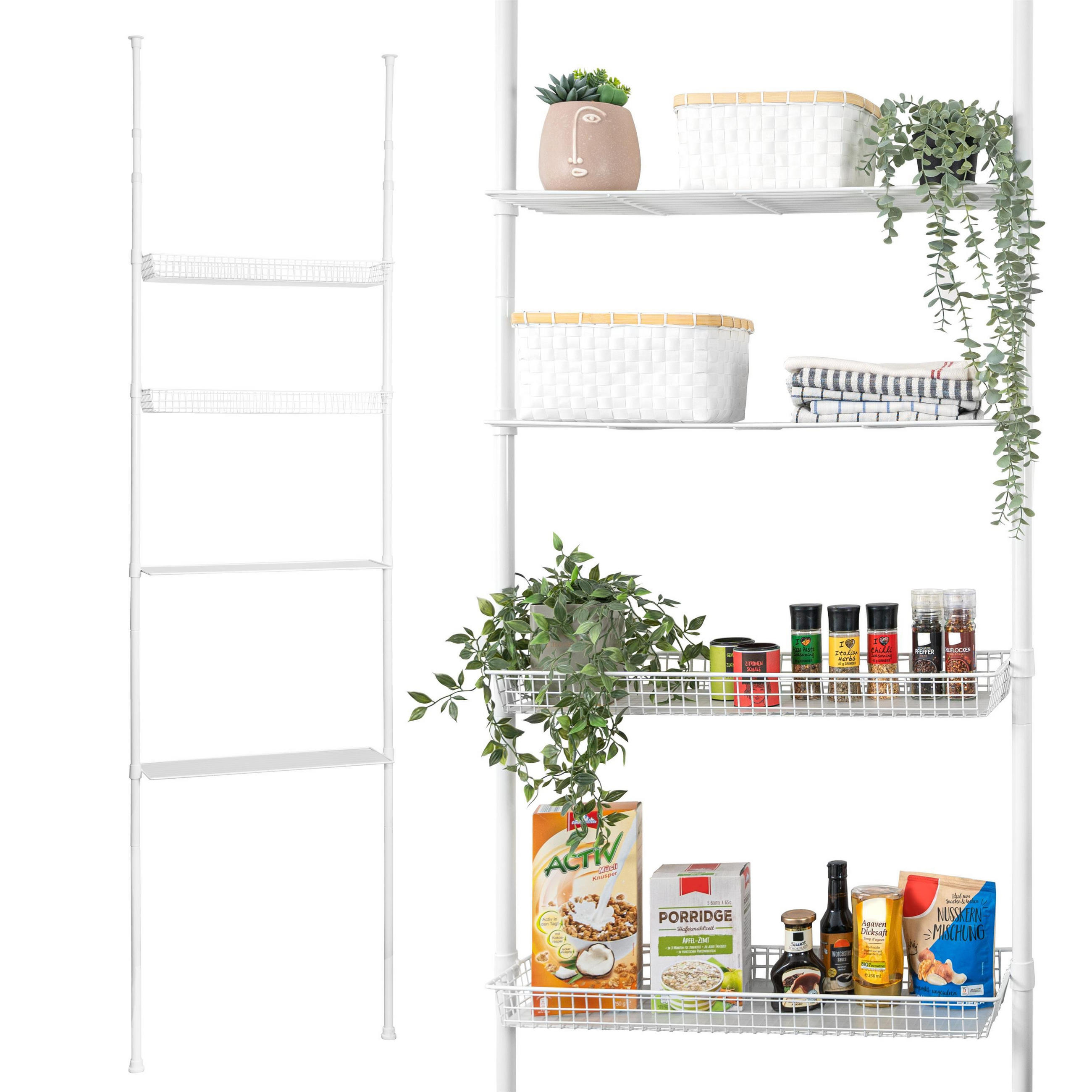 TELESKOP-REGAL, weiß - Weiß, Metall (71/23/20cm) - bremermann