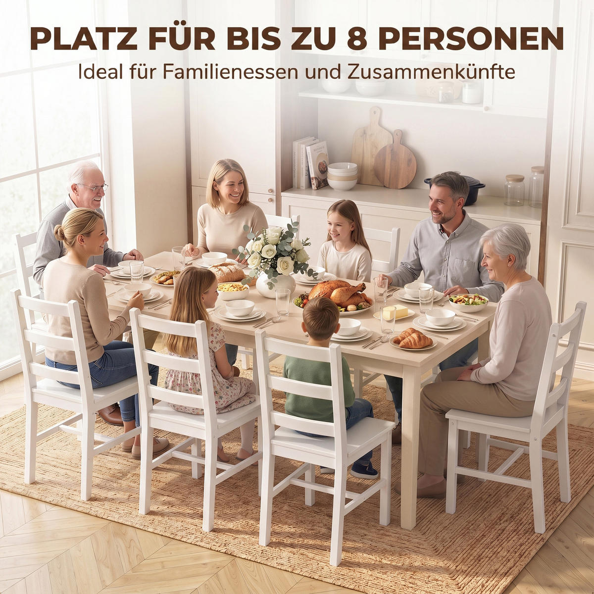 MATBORD i spånskiva, krämvit - Cremefärgad, Trä/Träbaserade material (180/90/76cm) - HOMCOM