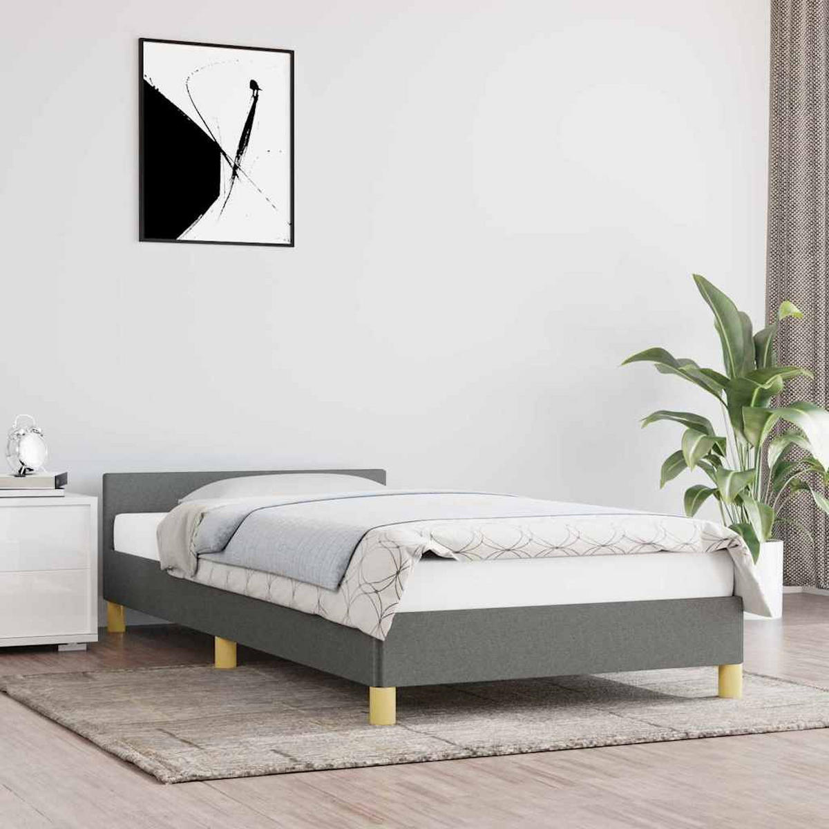 BETTGESTELL Ohne Matratze Dunkelgrau 100/200 Cm Stoff - Grau, Textil (100/200cm) - vidaXL