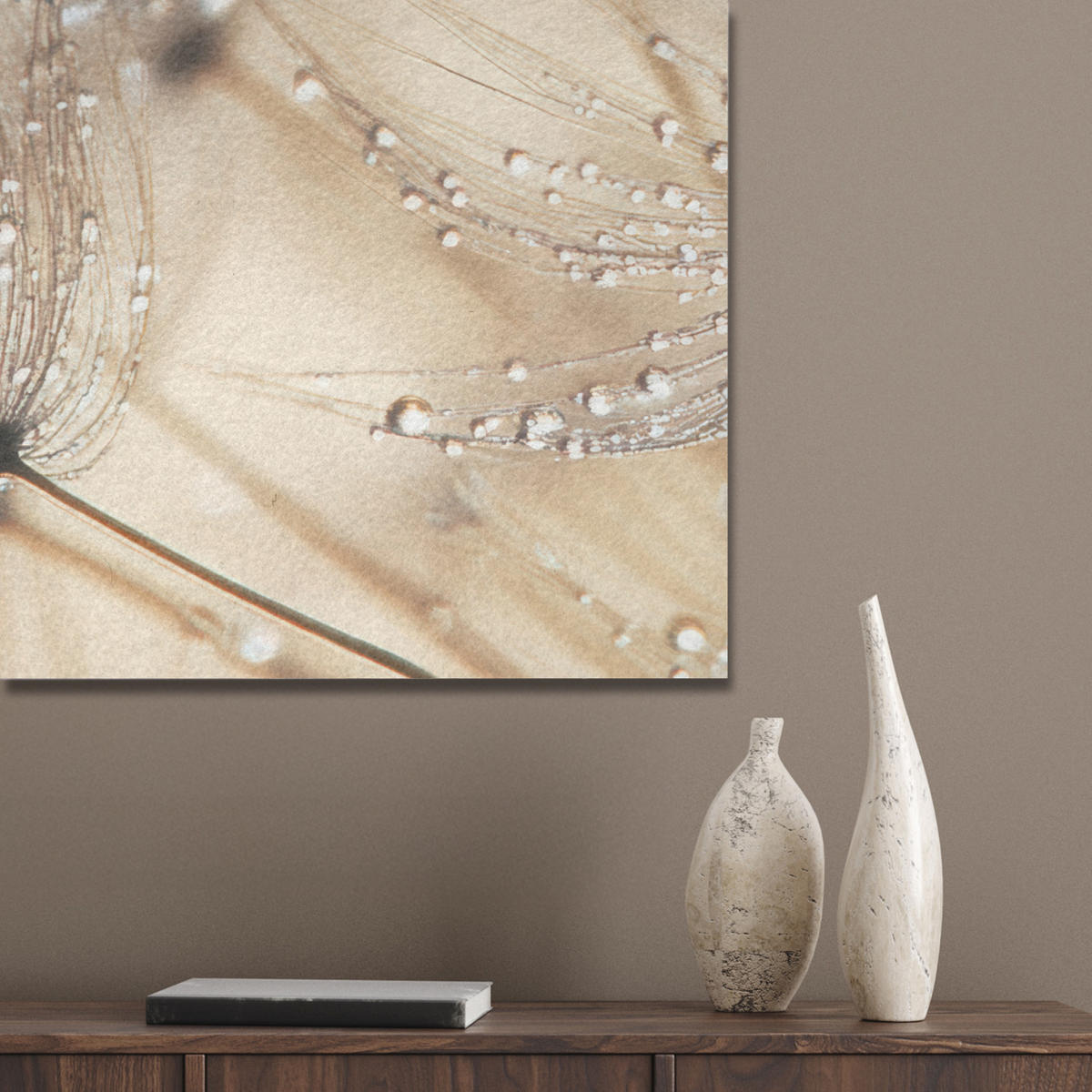AKUSTIKBILD Löwenzahn - Abstrakt - Natur - Beige Wanddeko 60x90 cm - Braun, Kunststoff (60/90/0.9cm) - MuchoWow
