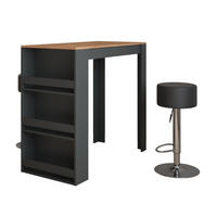 STOJACÍ BAROVÝ STŮL SE ŽIDLEMI Repose Antracit - medově dubová/antracitová, kompozitní dřevo (117/57/106cm) - Vicco