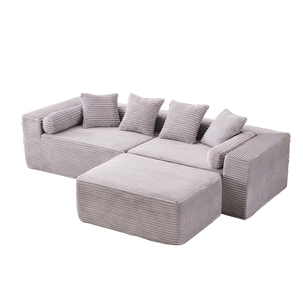 MODULSOFA L-Form Grau 3-tlg. - Hellgrau, Kunststoff (110/266cm) - Meubliv