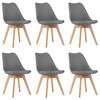 STUHL DOZZA 6-er Set, Grau Kissen aus Kunstleder - Hellgrau, Holz/Kunststoff (49/82/43cm) - Komodee