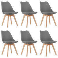 STUHL DOZZA 6-er Set, Grau Kissen aus Kunstleder - Hellgrau, Holz/Kunststoff (49/82/43cm) - Komodee