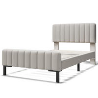 ČALÚNENÁ posteľ, 90/200 cm, sivá a béžová, s výškovo nastaviteľným čelom - sivá, textil (90/200cm) - BEAOK