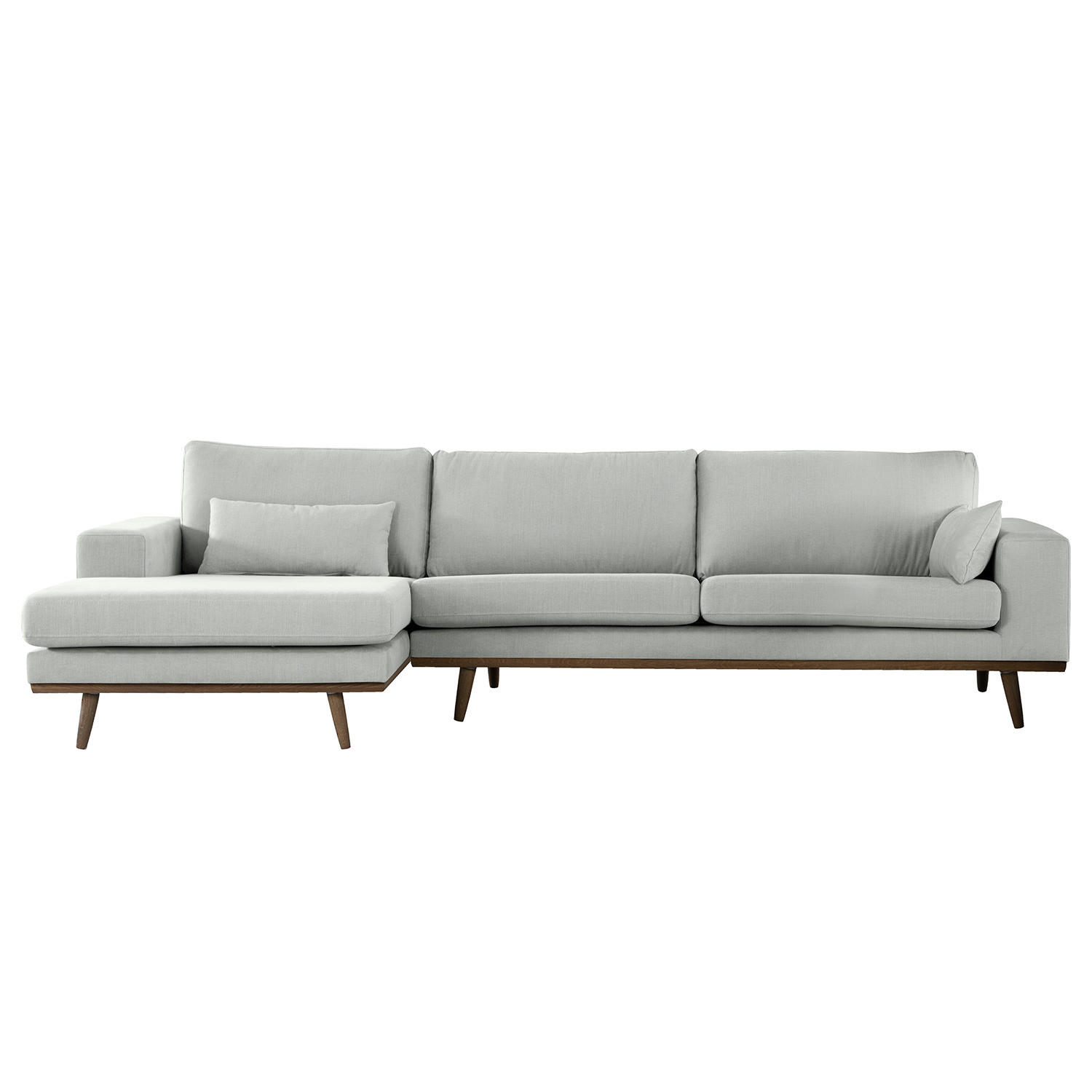 ECKSOFA mit Longchair - Eichefarben/Grau, Naturmaterialien/Eichenholz (281/153cm) - home24