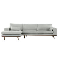 ECKSOFA mit Longchair - Eichefarben/Grau, Naturmaterialien/Eichenholz (281/153cm) - home24