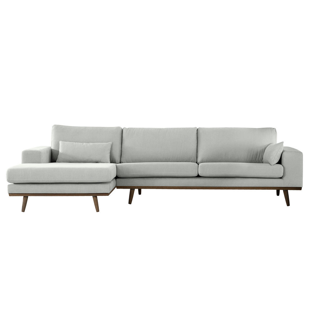 ECKSOFA mit Longchair - Eichefarben/Grau, Naturmaterialien/Eichenholz (281/153cm) - home24