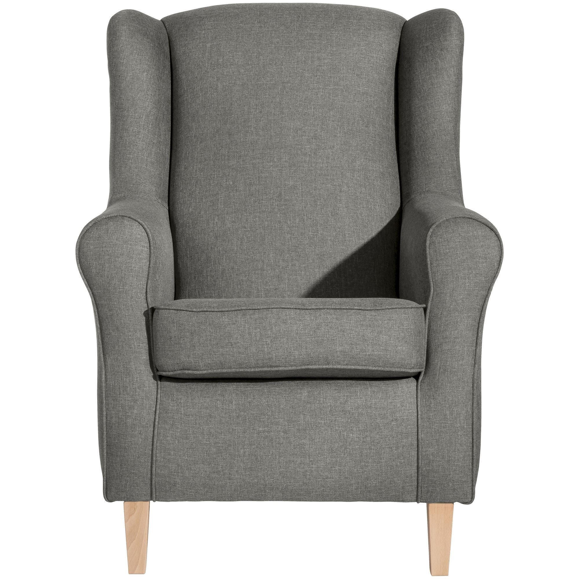 OHRENSESSEL Karlen Bezug Flachgewebe Buche natur / hellgrau - Buchefarben/Hellgrau, Kunststoff (86/103/77cm) - 58aufmkessel