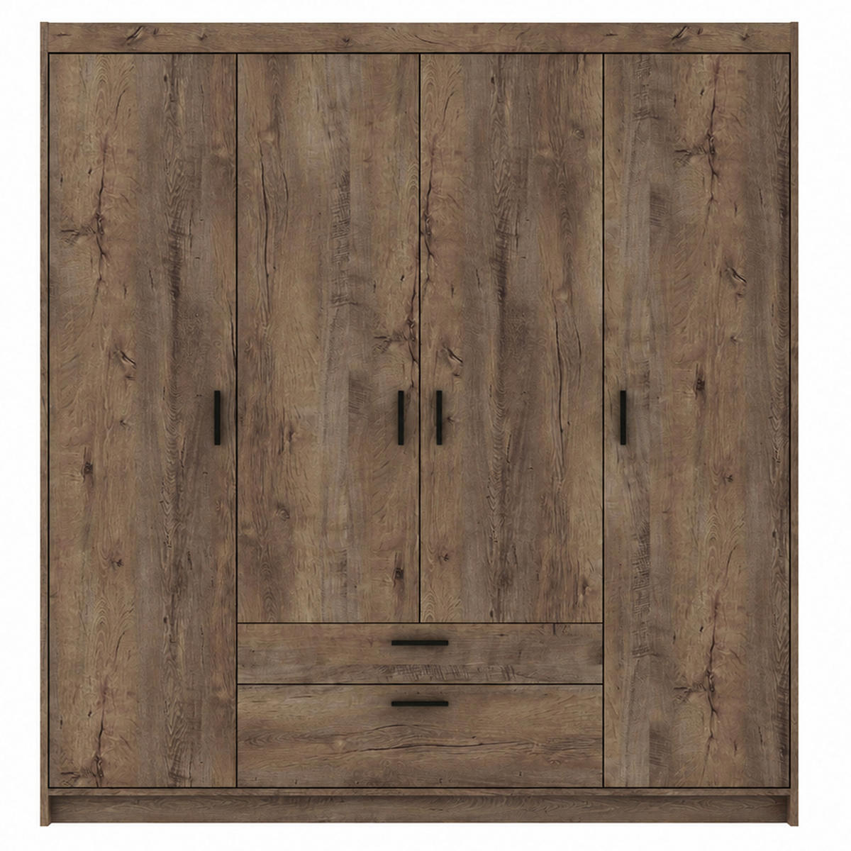 DREHTÜRENSCHRANK Elena mit 4 Türen und 2 Schubladen, ohne Spiegel Eiche Lefkas - Eichefarben, Holzwerkstoff (176/190/53cm) - Beautysofa