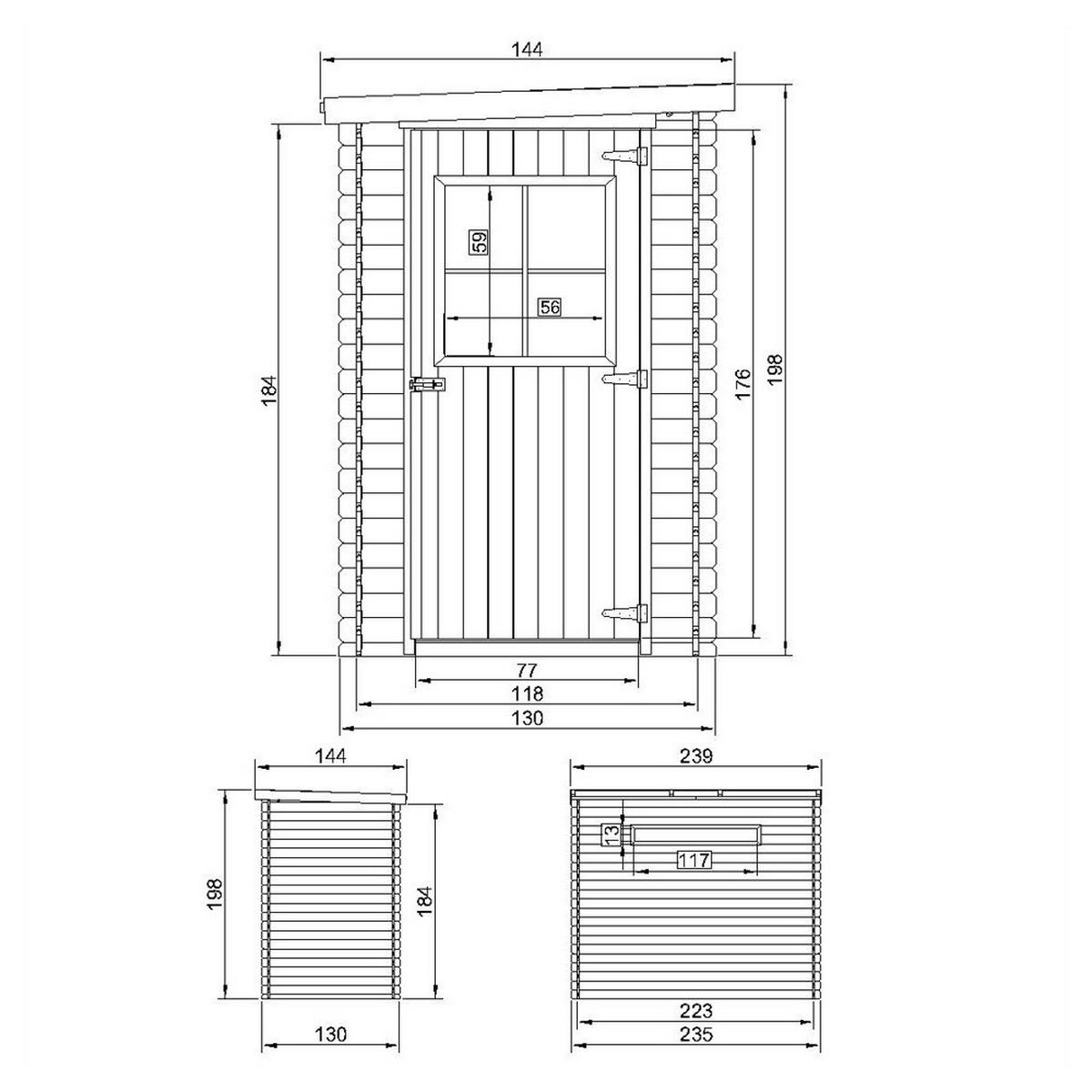 DREVENÝ záhradný domček 2.63 m² TIMBELA M306 - béžová, drevo (144/198/239cm) - Timbela