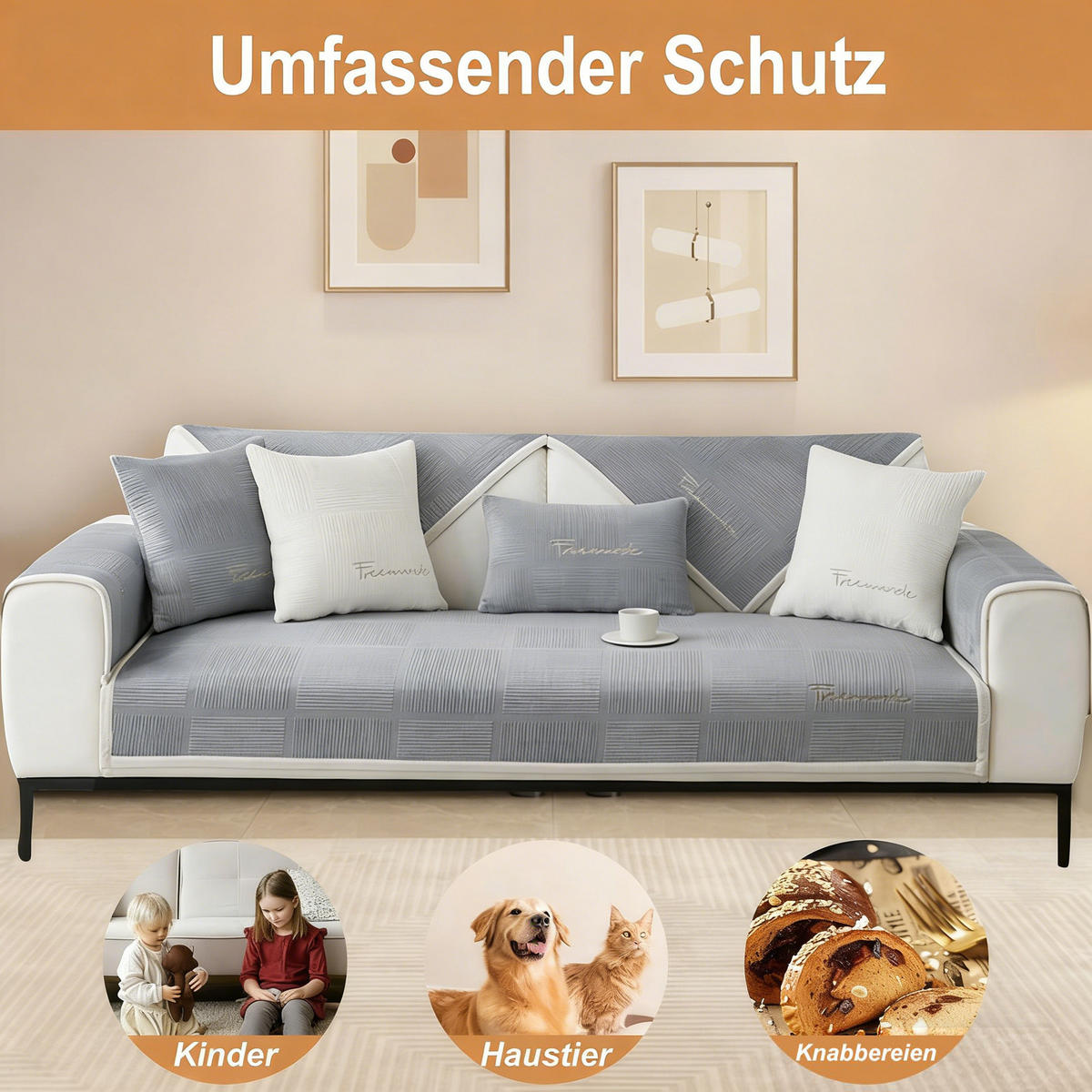 SOFAÜBERWURF Grau 1 Stück - Grau, Textil (70/210cm) - Kaket