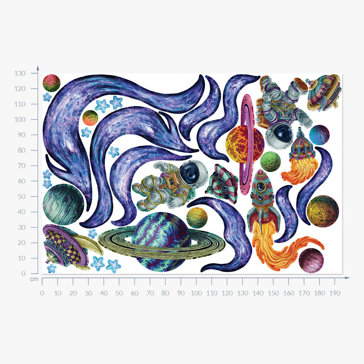WANDAUFKLEBER 130x195cm - Weltraumträume - Multicolor, Kunststoff (130/195/0.1cm) - Wallfluent