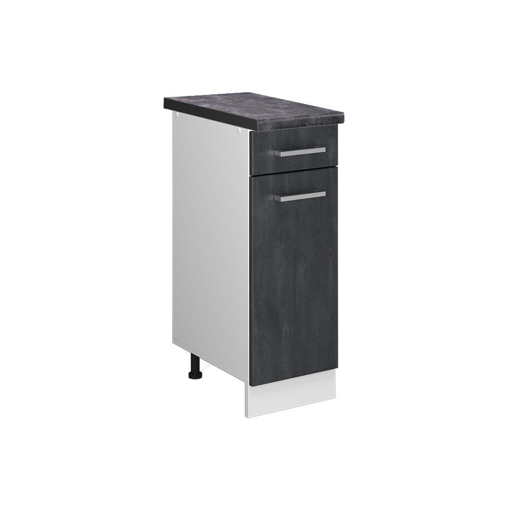 KÜCHENUNTERSCHRANK R-Line Schwarz Beton 30 cm AP Anthrazit - Schwarz/Weiß, Holzwerkstoff (30/81.6/60cm) - Vicco