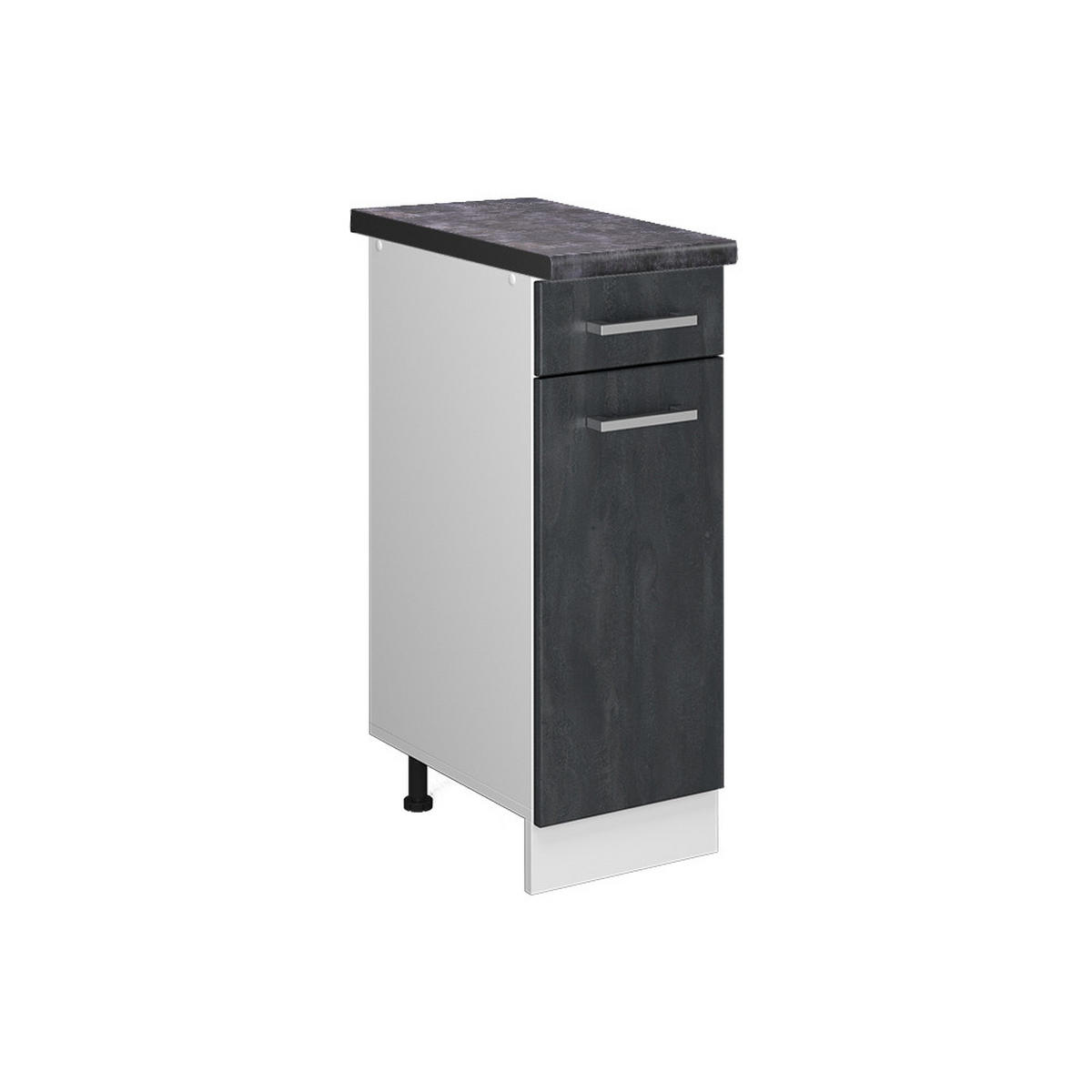 KÜCHENUNTERSCHRANK R-Line Schwarz Beton 30 cm AP Anthrazit - Schwarz/Weiß, Holzwerkstoff (30/81.6/60cm) - Vicco