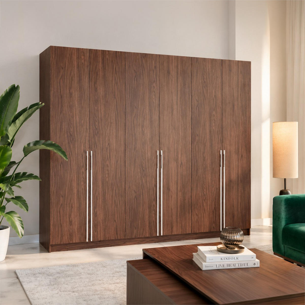 DREHTÜRENSCHRANK ROSA III 6D 230/210/55 cm 6-türig Nussbaum - Kaschmir/Nussbaumfarben, Holz/Holzwerkstoff (230/210/55cm) - imoebel24