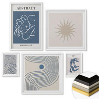 WANDBILDER 5er-Set - 50x50 cm & 20x30 cm & 40x60 cm Weißer Rahmen - Matisses stilvolle abstrakte Muster - Weiß, Kunststoff (40/60cm) - ArtPrintCave