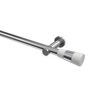 GARDINENSTANGEN-SET Platon Tanara 320 cm (geteilt in 2 x 160 cm), 1-läufig (ohne Ringe), 20 mm Ø Chrom - Chromfarben/Weiß, Metall (320cm) - INTERDECO