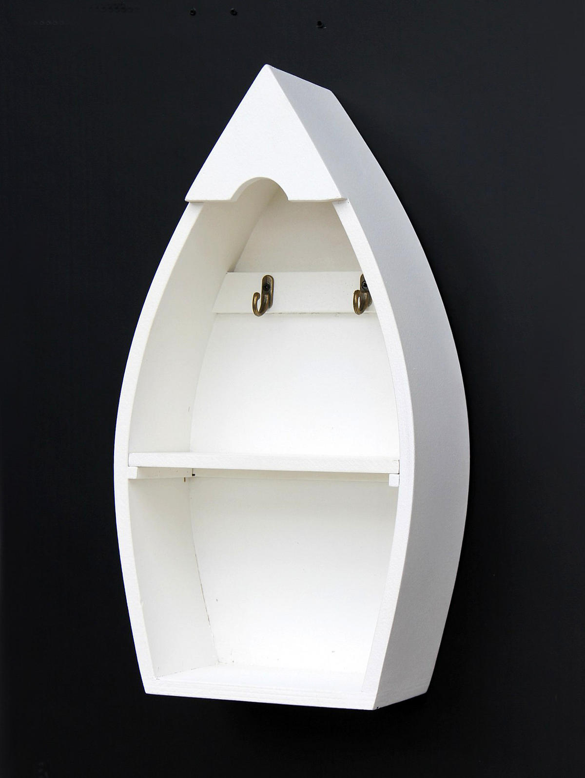 SCHLÜSSELBOARD mit Ablage Boot -XL 38 cm - Weiß, Holz (20/38.5/9.5cm) - DanDiBo