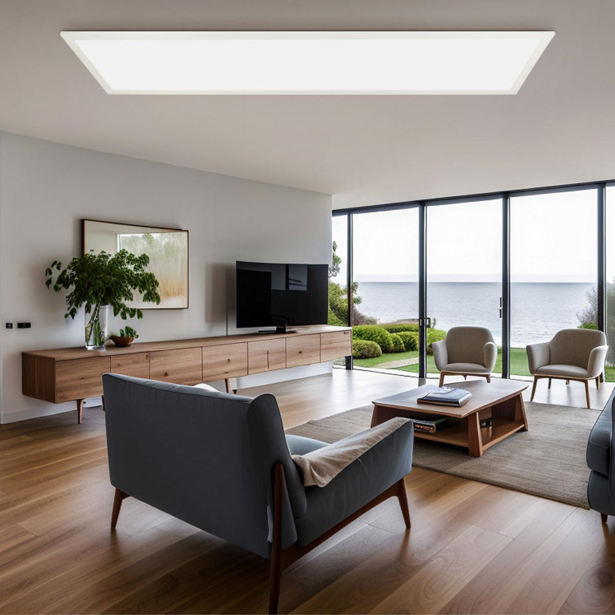 LED DECKENLEUCHTE Aluminium Weiß - Weiß, Metall (120/30/5.3cm) - Globo Lighting