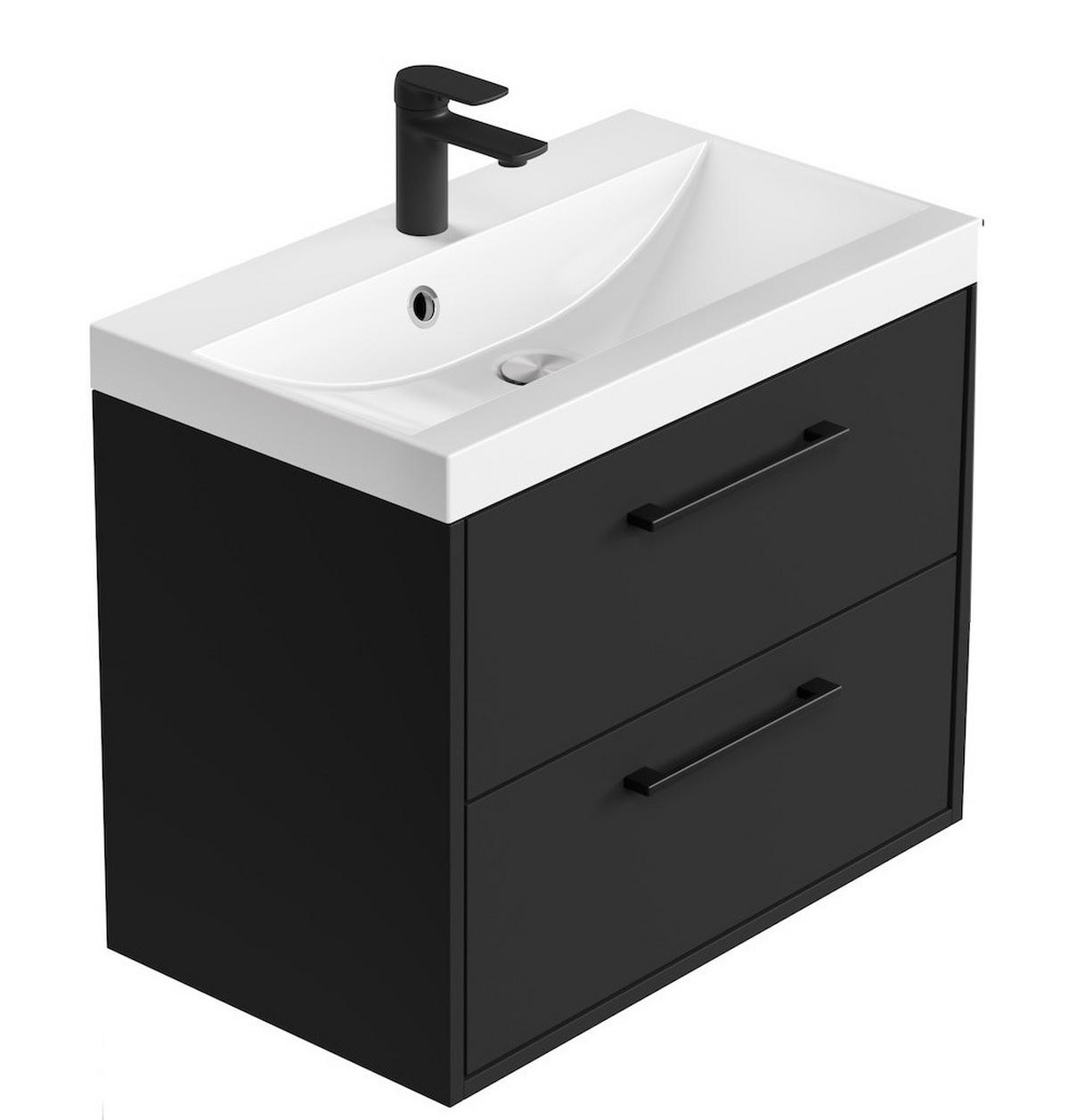 BADMÖBEL-SET Florence 2 Teile Schwarz Matt - 60 x 35 x 51 cm - Schwarz, Holz (60/51/35cm) - Badplaats