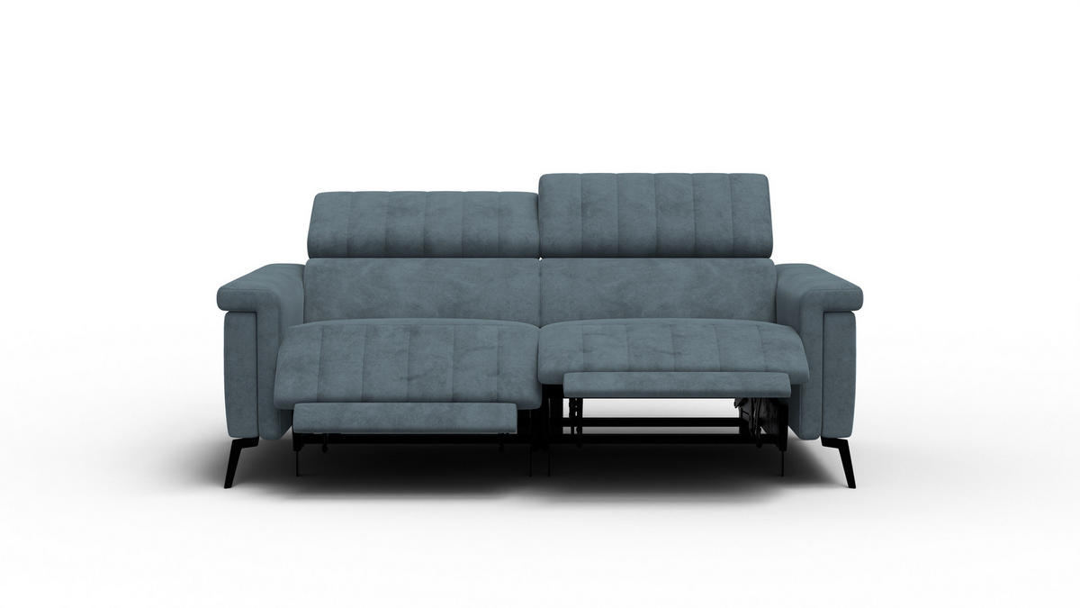 RELAXSOFA NORDEL 3-Sitzer, blaugrau - Blaugrau/Schwarz, Holz/Textil (194/80/105cm) - Courtois Laville