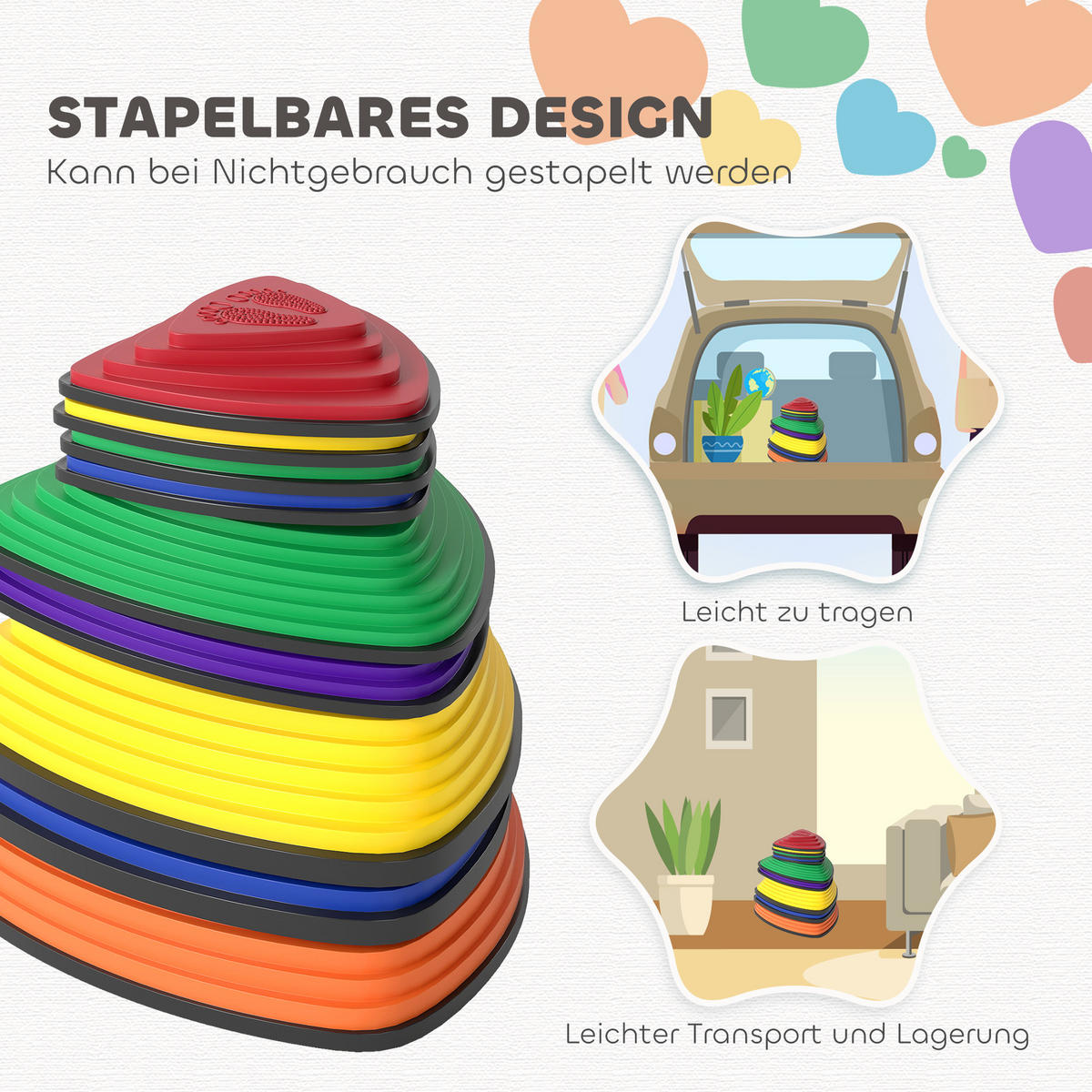 BALANCIERSTEINE 9 Stück Rutschfeste Stapelsteine für Kinder 3-8 Jahren Bunt - Multicolor, Kunststoff (37.5/16/37.5cm) - AIYAPLAY