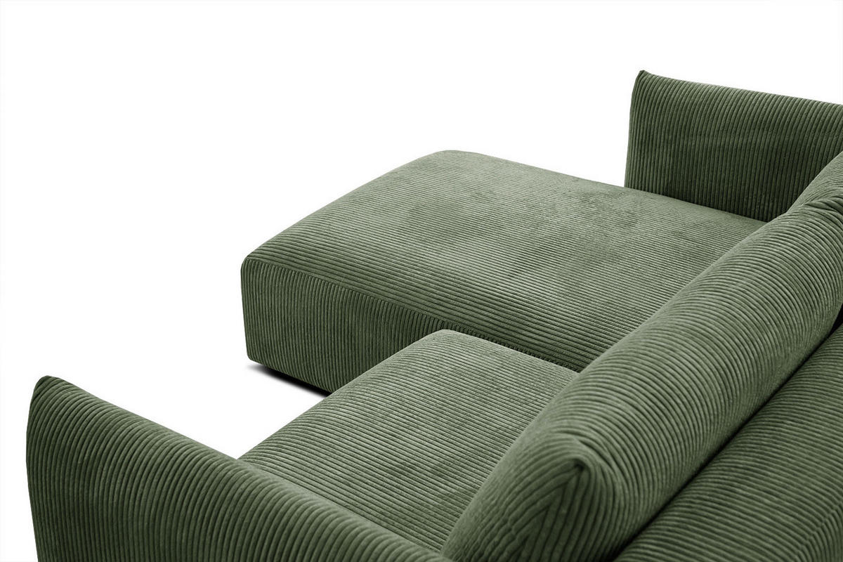 ECKSOFA TAUER 3-Sitzer, olivgrün - Schwarz/Olivgrün, Holzwerkstoff/Kunststoff (173/206cm) - Courtois Laville
