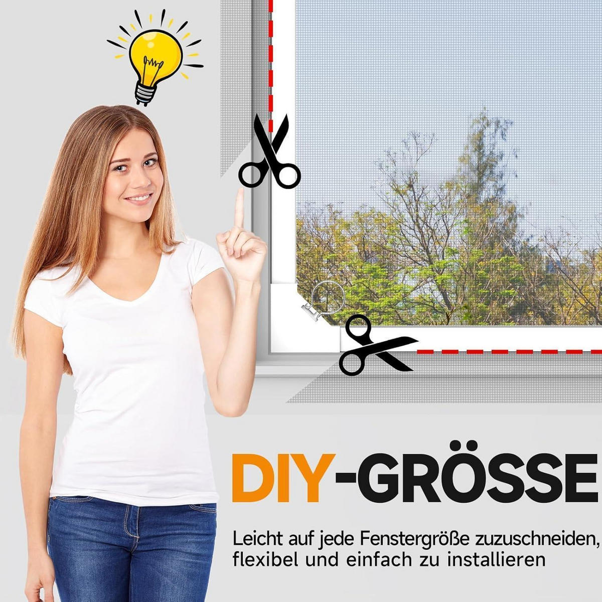 FENSTER-MOSKITONETZ mit Magneten 120 x 130 cm Weiß/Grau - Weiß, Kunststoff (2/120/130cm)