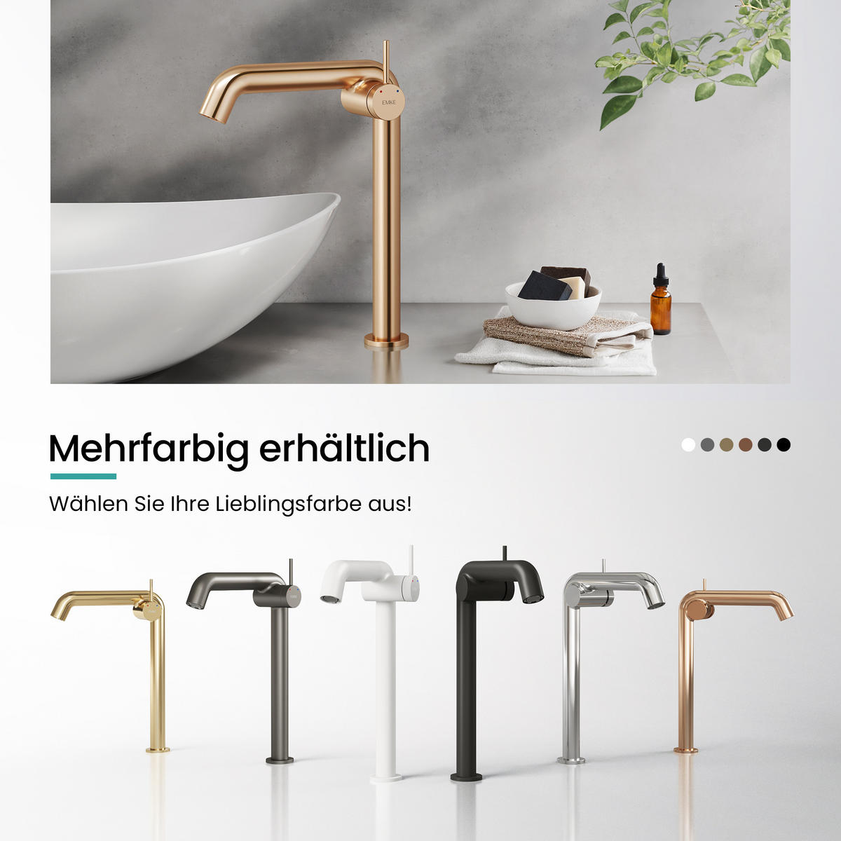 WASCHTISCHARMATUR Wasserzulaufrohr aus Edelstahl Rosengold 26cm - Roségold, Metall (22/7.6/33.2cm) - EMKE