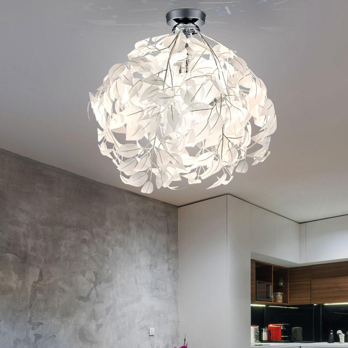 DECKENLEUCHTE Chrom Weiß - Weiß, Metall (38/38/58cm)