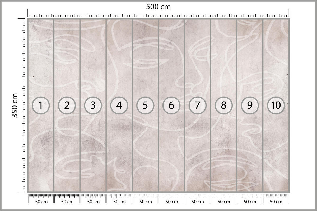 FOTOTAPETE für Schlafzimmer Abstrakte Gesichter Beton 500x350 - Beige/Braun, Papier (500/350cm) - Muralo