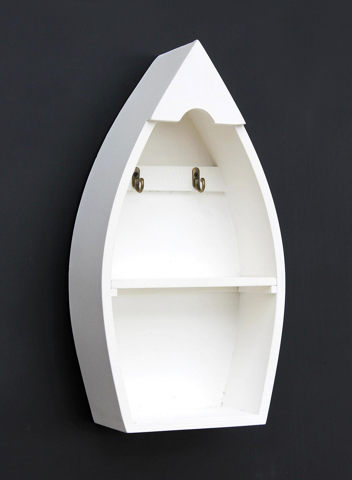 SCHLÜSSELBOARD mit Ablage Boot -XL 38 cm - Weiß, Holz (20/38.5/9.5cm) - DanDiBo