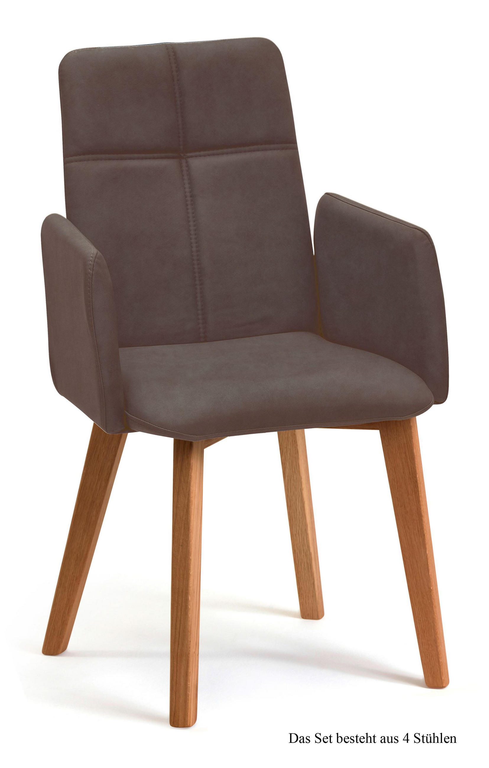 ARMLEHNSTUHL (4er-Set) Dardana 52x92x60 Eiche geölt/Braun - Eichefarben/Braun, Kunststoff (60/92/52cm) - 58aufmkessel
