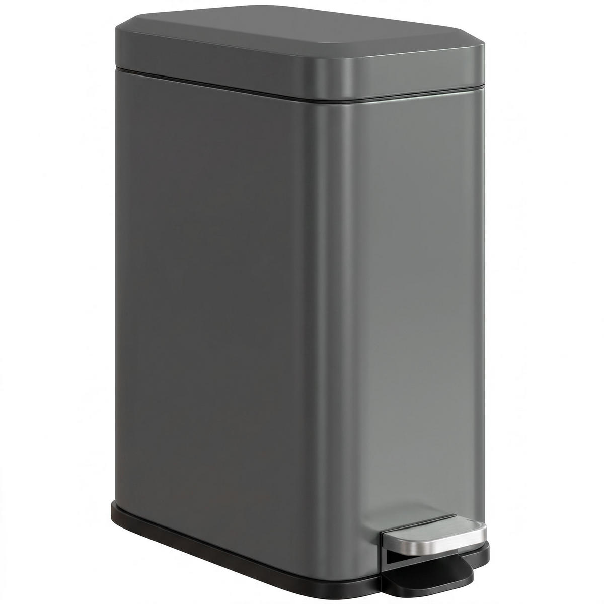 MÜLLEIMER 5L TRETEIMER METALL GRAU MIT INNENEIMER 29,2/14/32 CM - Grau, Metall (14/32/29.2cm) - Rolipo
