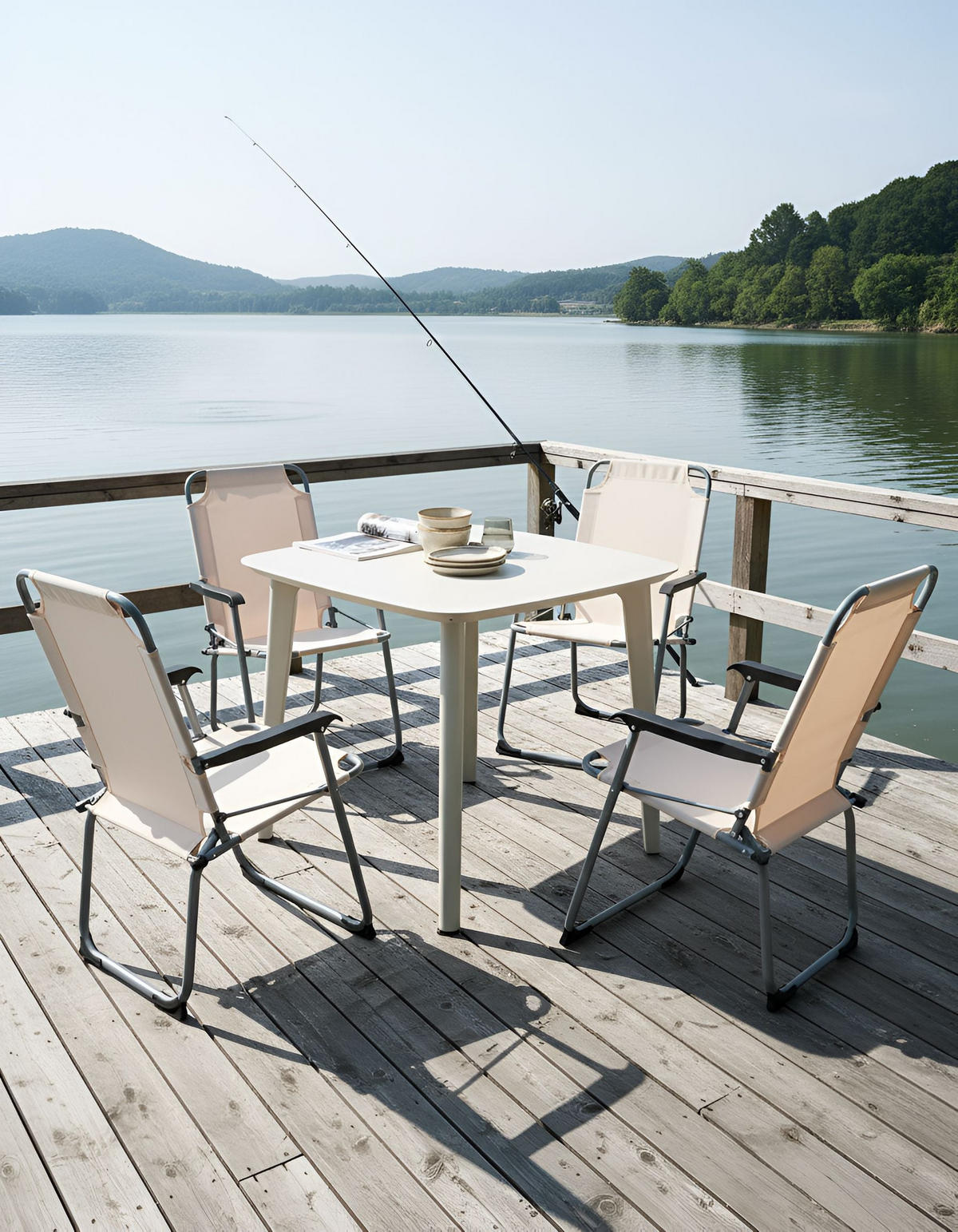 GARTENSTUHL 4er-Set klappbar Metall Beige Galatsi - Beige, Metall (52/88/55cm) - Beliani