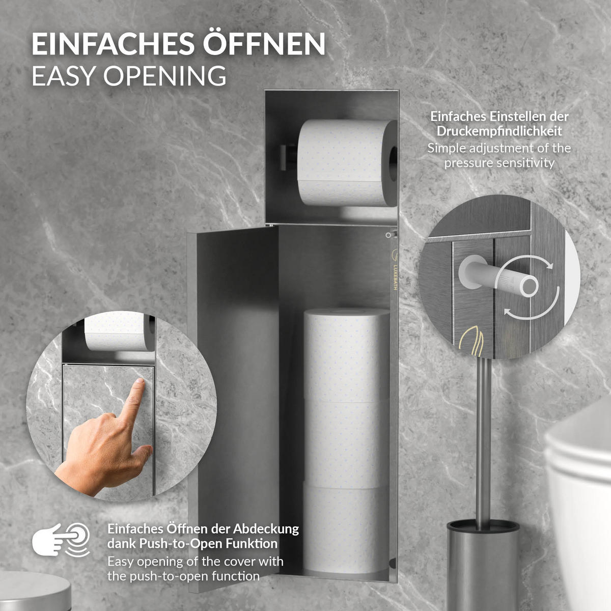 ZÁVĚSOVÝ SKŘÍŇOVÝ MODUL WC z nerezové oceli, stříbrný, 60 x 20 x 14 cm - stříbrná, kov (14/60/20cm) - LuxeBath