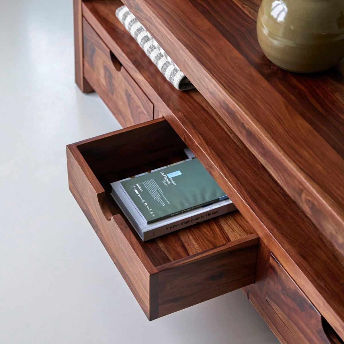 TV-SCHRANK Oliver Dunkelbraun aus Palisander - Dunkelbraun, Holz (200/50/45cm) - Tikamoon