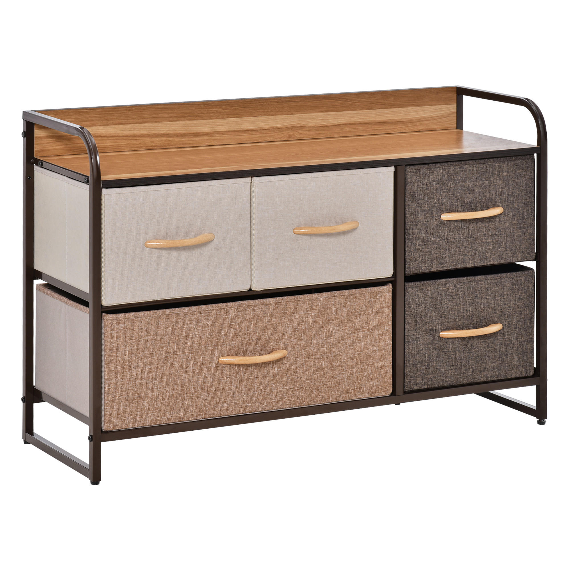 KOMMODE DE-12340 5 Schubladen 87,5/29/58 cm Mehrfarbig - Multicolor, Holzwerkstoff (87.5/58/29cm) - ComfortXL