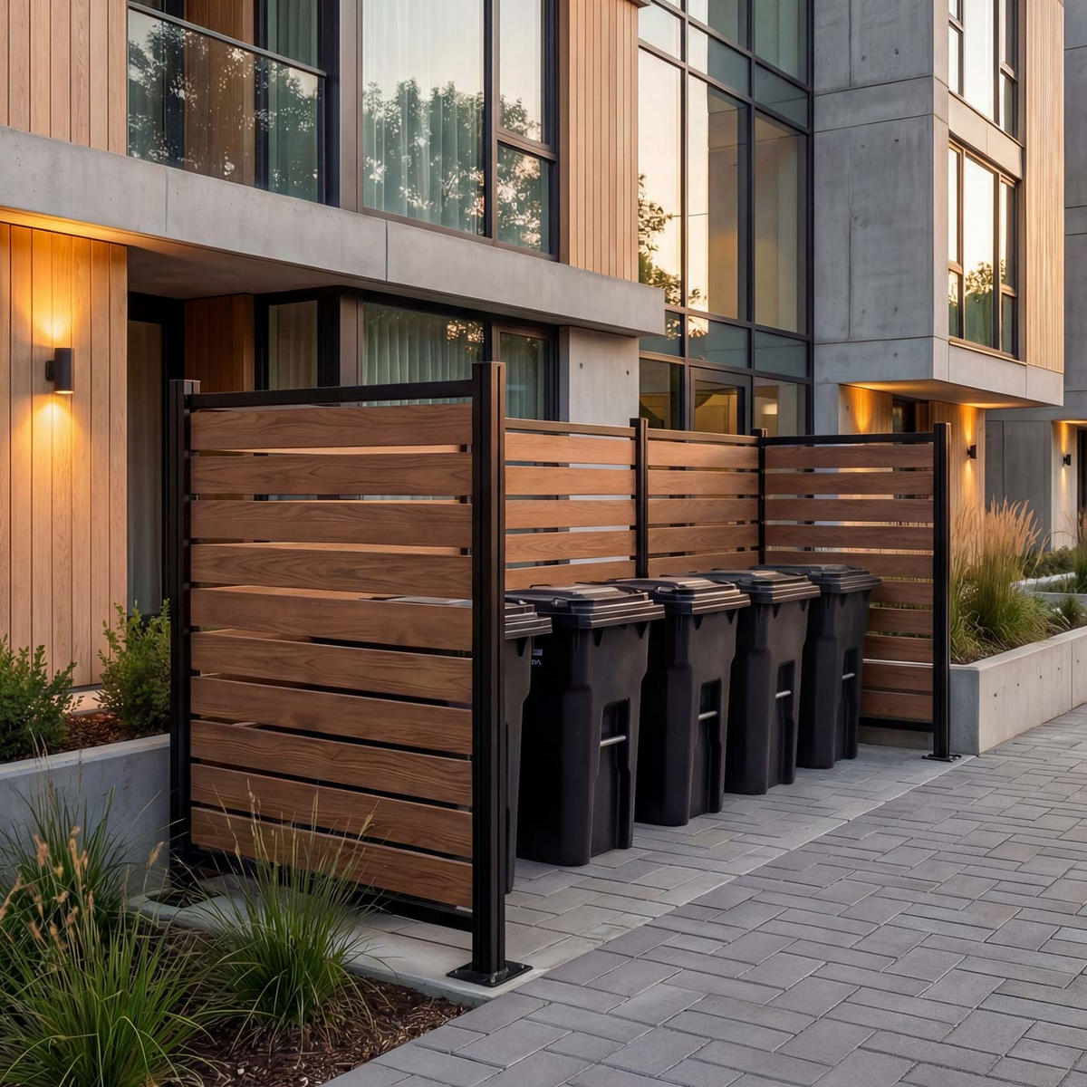 ALU MÜLLTONNEN-ZAUN Hellbraun - Hellbraun, Metall (300/130/110cm) - MCW