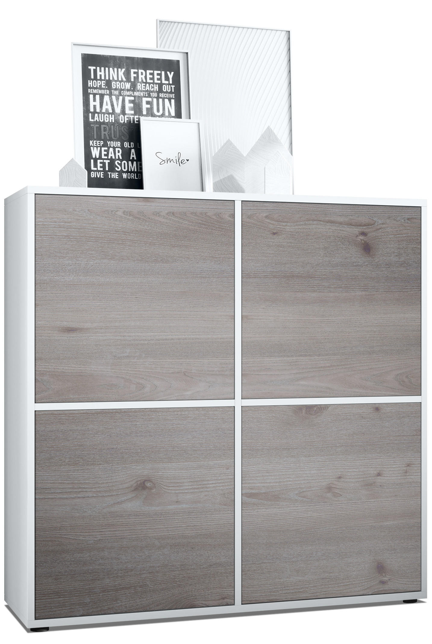 Vladon Highboard Silbereichen 104x105.5x35.5 cm