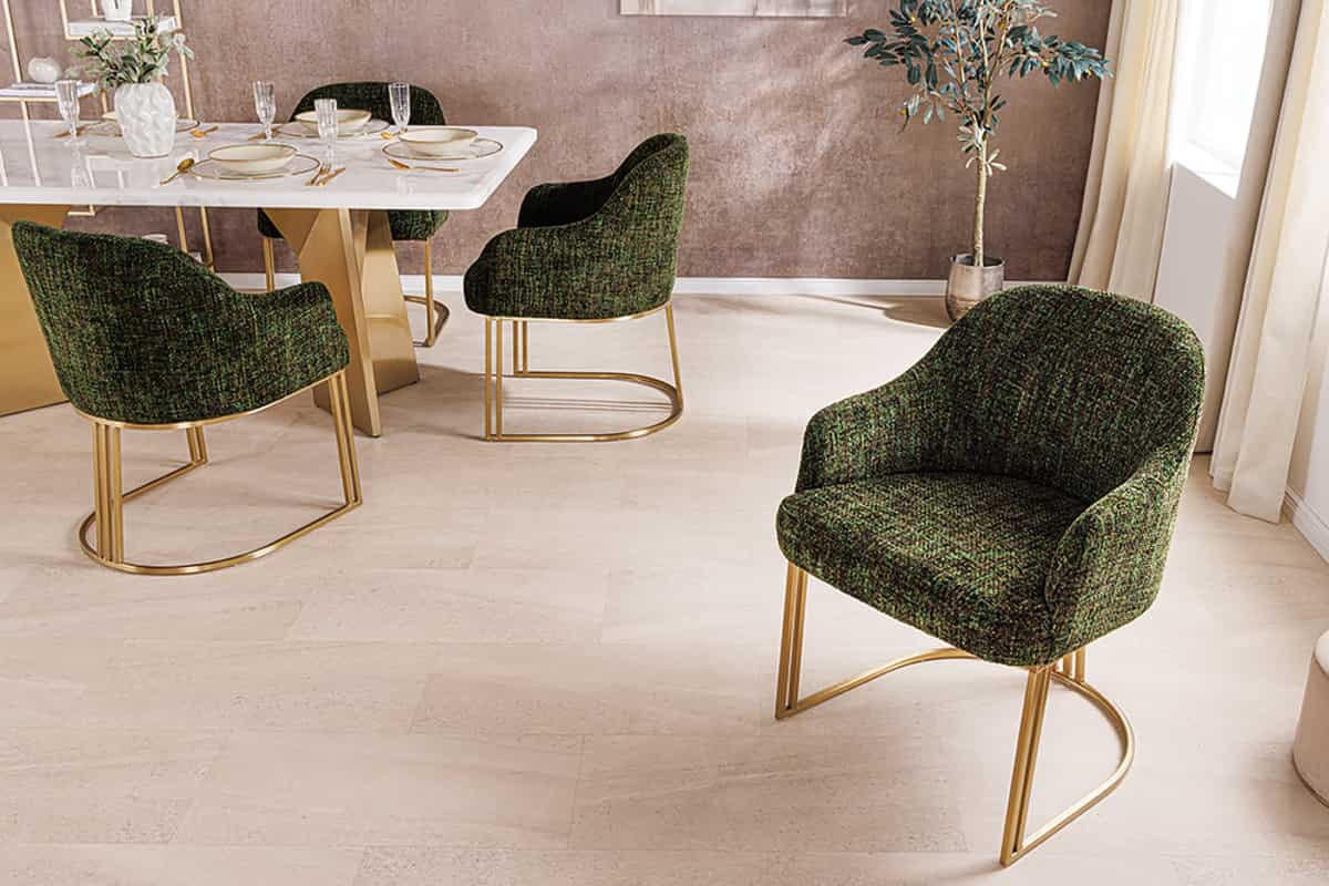 STUHL EXTRAVAGANCIA Chenille Dunkelgrün 80 cm - Goldfarben/Grün, Kunststoff/Metall (60/81/63cm) - riess-ambiente