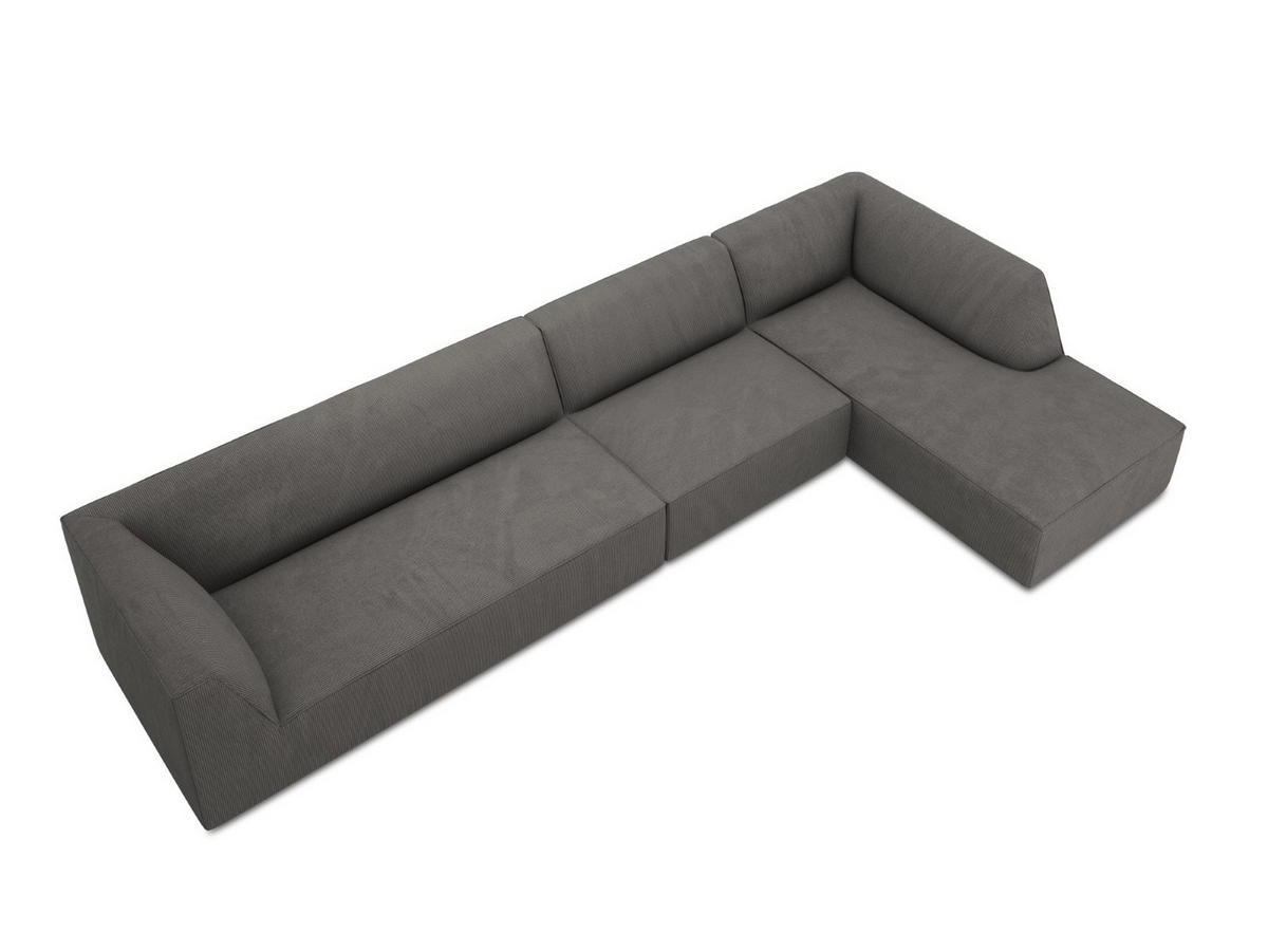 ECKSOFA rechts Ruby aus Cord dunkelgrau 5 Sitzplätze - Dunkelgrau, Textil (180/366cm) - Micadoni