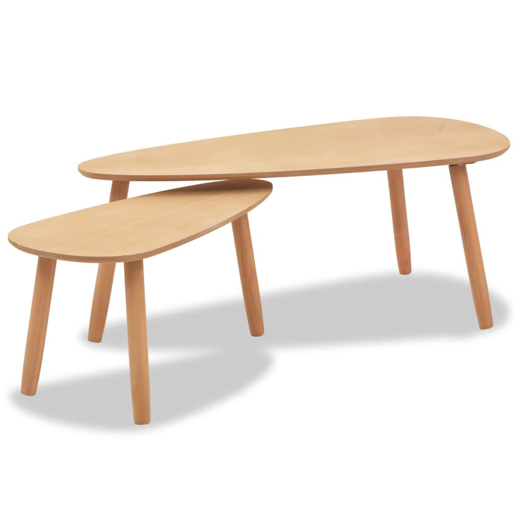 2-TLG. Couchtisch-Set Massivholz Kiefer Braun - Braun, Holz (100/50/40cm) - furnicato