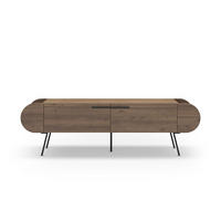 TV stolek SALUSO se 2 dveřmi a kovovými nohami, šířka 194,5 cm - ořechová, kompozitní dřevo (37.6/57.7/194.5cm) - Calicosy