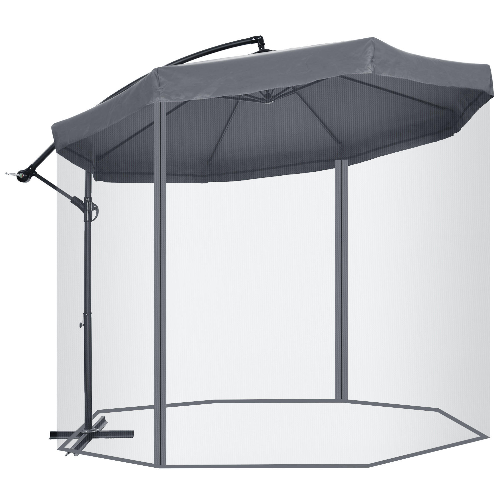 AMPELSCHIRM 295x295 cm drehbar Stahl - Dunkelgrau, Metall (295/295cm) - LEBENLANG