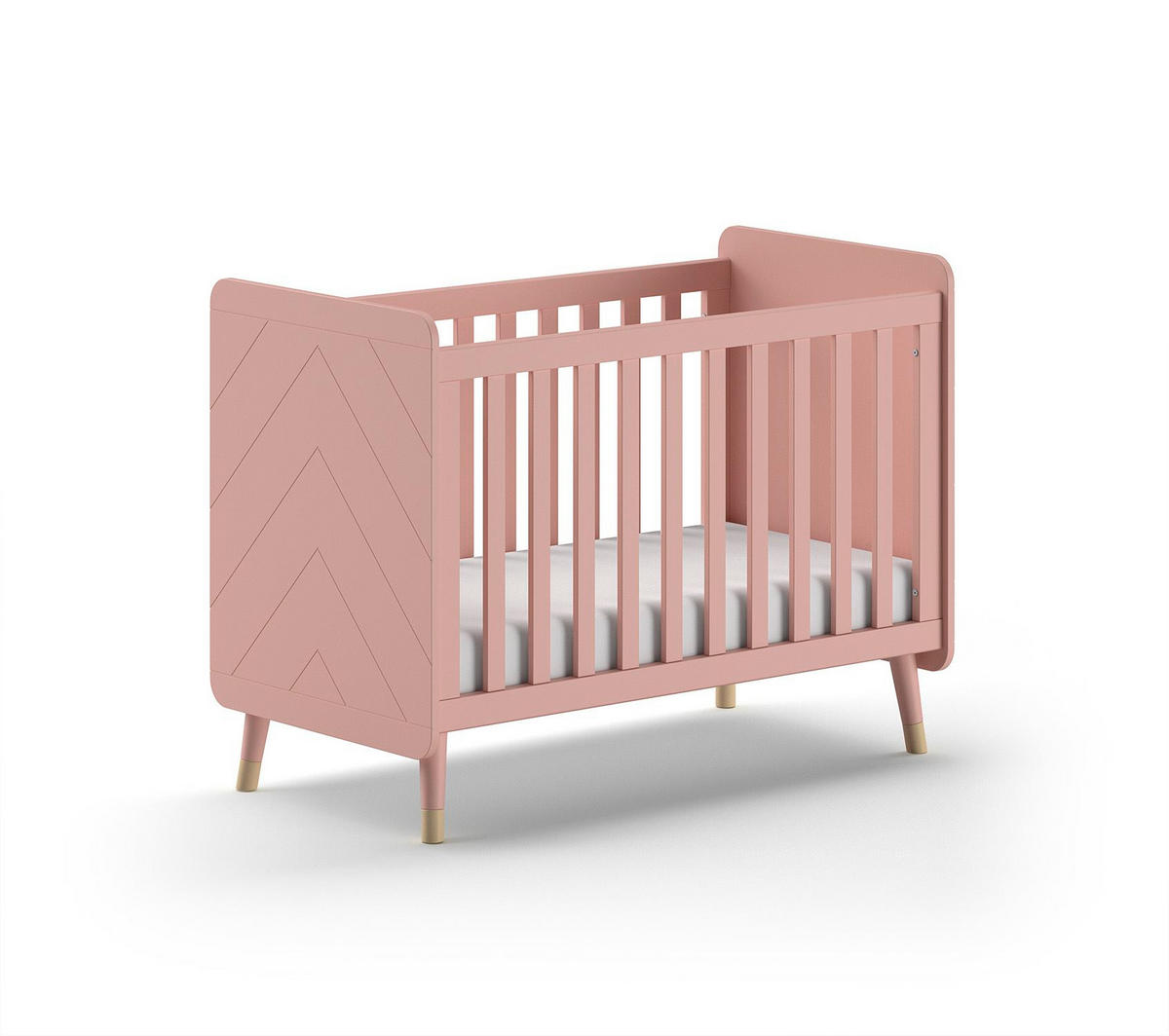 BABYBETT Kamillah 124x96x68 aus MDF in Terra Rosa - Rosa, Holzwerkstoff (60/120cm) - 58aufmkessel
