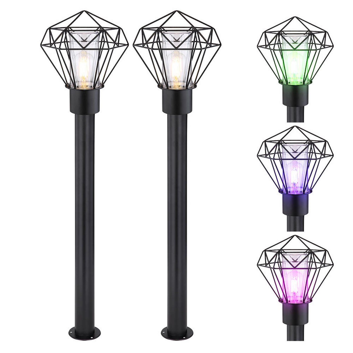 LED WEGELEUCHTE HORACE Edelstahl Schwarz 2er Set - Schwarz, Metall (22.5/25.5/100cm) - Globo Lighting